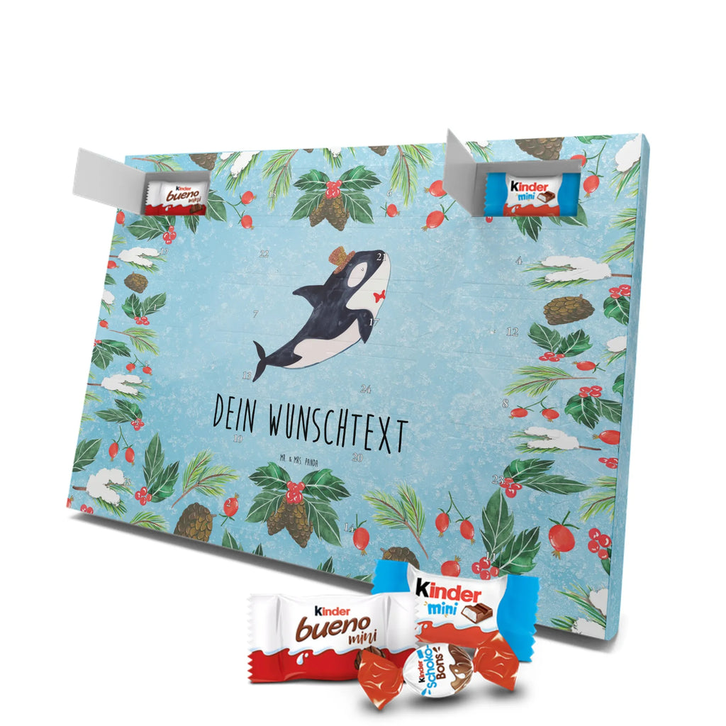 Personalisierter Schoko Adventskalender Orca Zylinder Adventskalender mit Namen, Personalisierter Adventskalender, Urlaub, Meerestiere, Meer, Konfetti, Orca, Fest, Feier, Glitter, Fete, Narwal, Glückwunsch, Glitzer, Geburtstag
