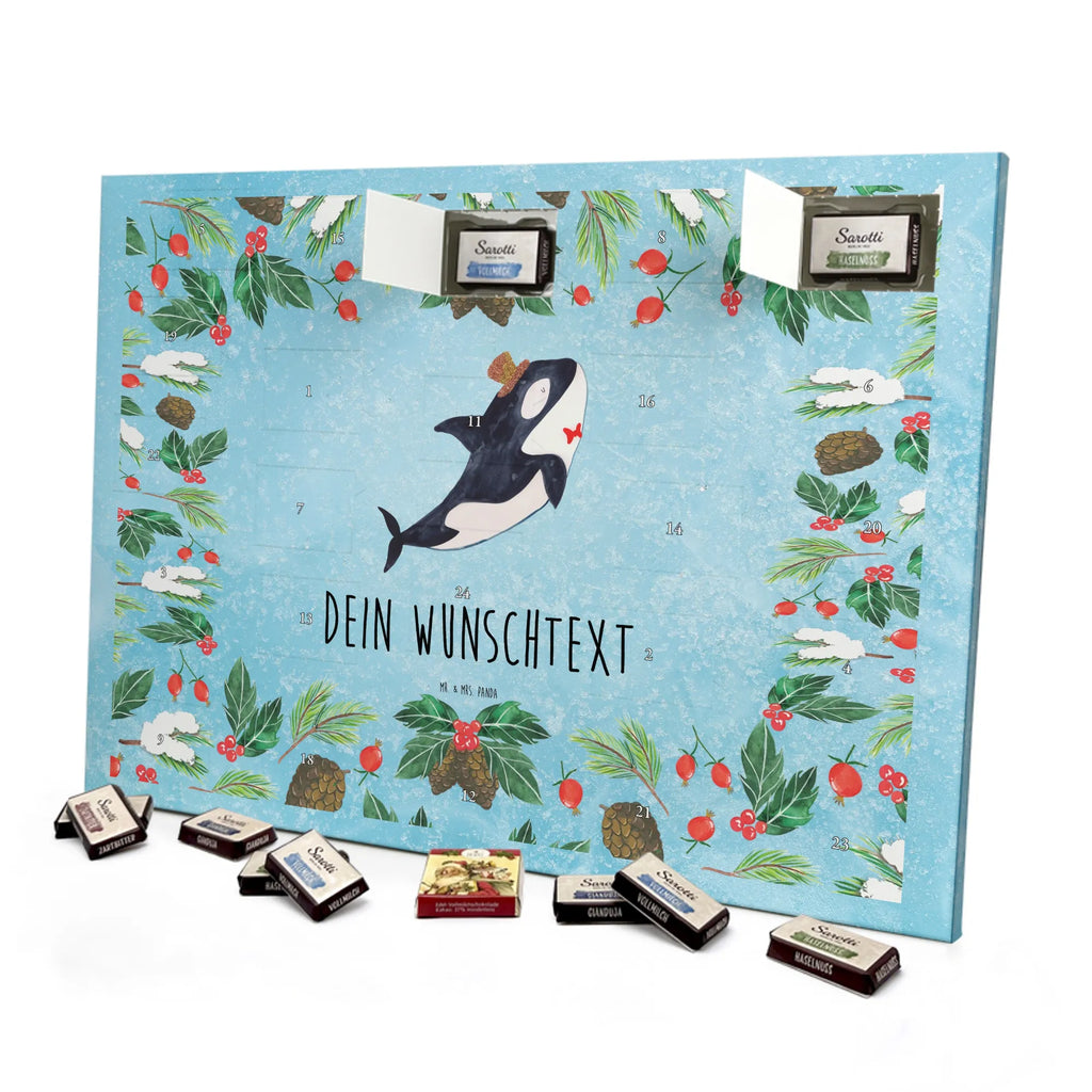 Personalisierter Schoko Adventskalender Orca Zylinder Adventskalender mit Namen, Personalisierter Adventskalender, Urlaub, Meerestiere, Meer, Konfetti, Orca, Fest, Feier, Glitter, Fete, Narwal, Glückwunsch, Glitzer, Geburtstag