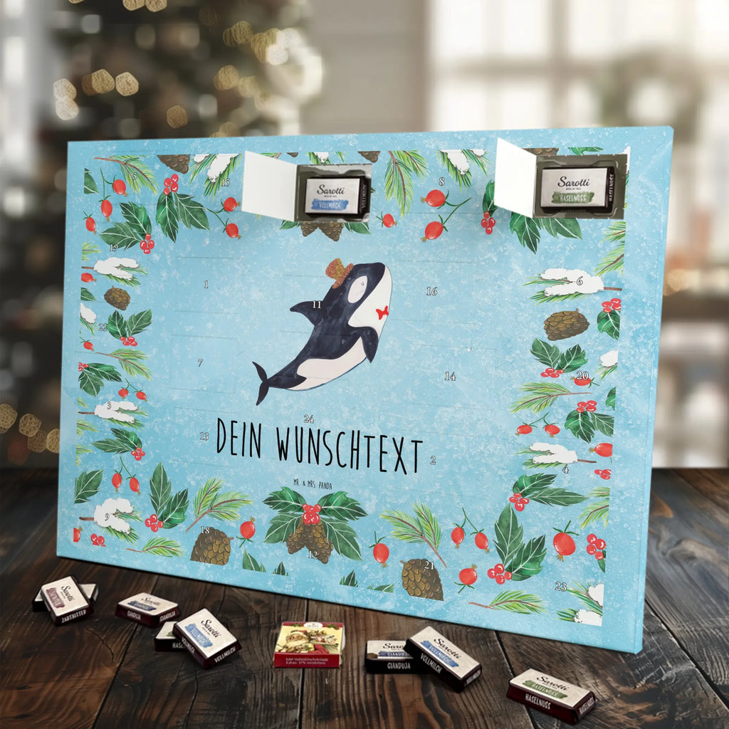 Personalisierter Schoko Adventskalender Orca Zylinder Adventskalender mit Namen, Personalisierter Adventskalender, Urlaub, Meerestiere, Meer, Konfetti, Orca, Fest, Feier, Glitter, Fete, Narwal, Glückwunsch, Glitzer, Geburtstag