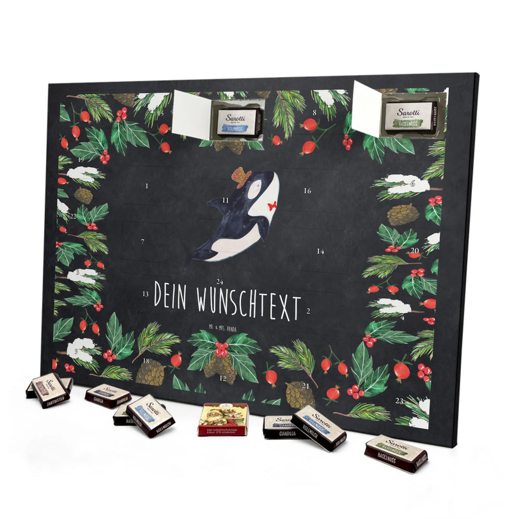 Personalisierter Schoko Adventskalender Orca Zylinder Adventskalender mit Namen, Personalisierter Adventskalender, Urlaub, Meerestiere, Meer, Konfetti, Orca, Fest, Feier, Glitter, Fete, Narwal, Glückwunsch, Glitzer, Geburtstag