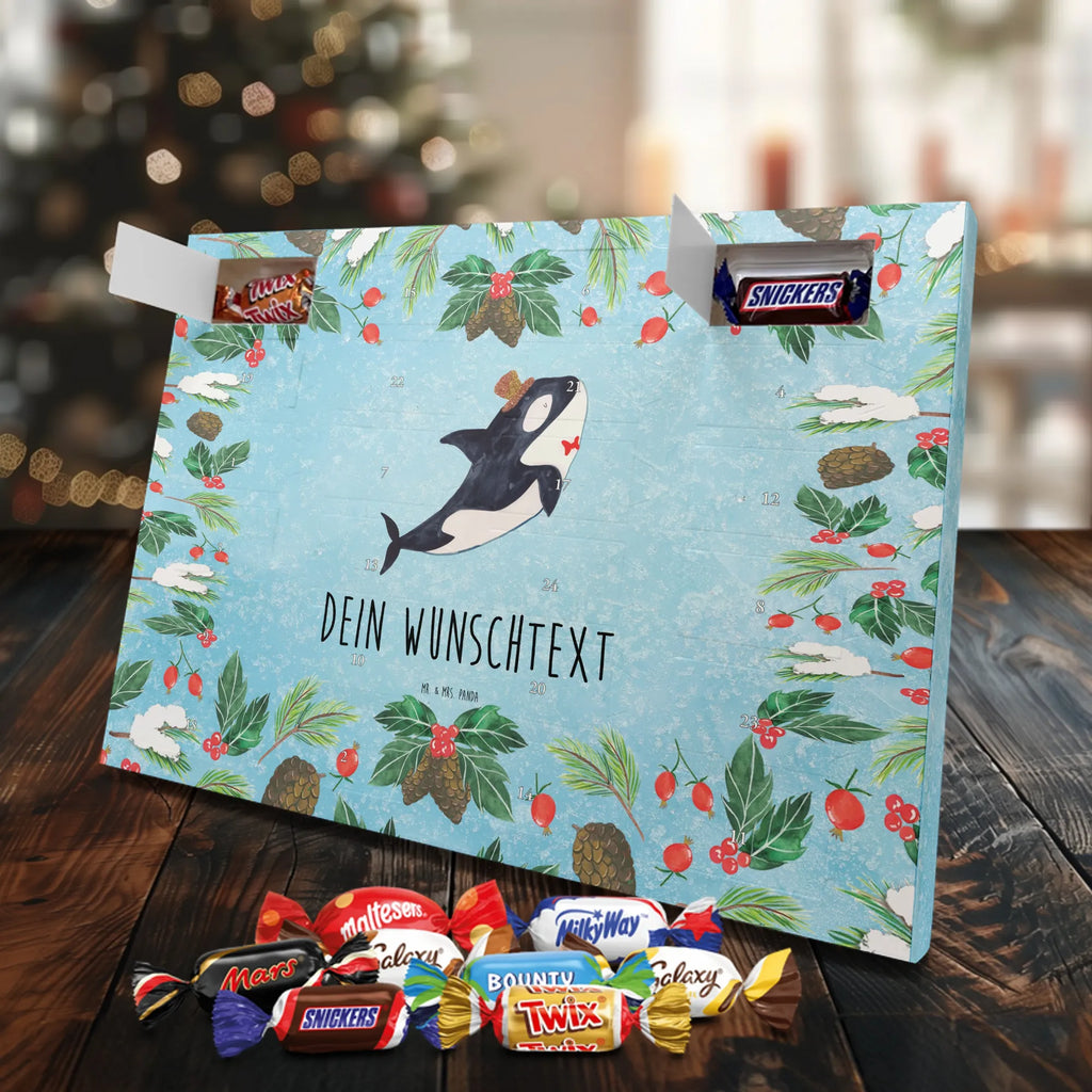 Personalisierter Schoko Adventskalender Orca Zylinder Adventskalender mit Namen, Personalisierter Adventskalender, Urlaub, Meerestiere, Meer, Konfetti, Orca, Fest, Feier, Glitter, Fete, Narwal, Glückwunsch, Glitzer, Geburtstag
