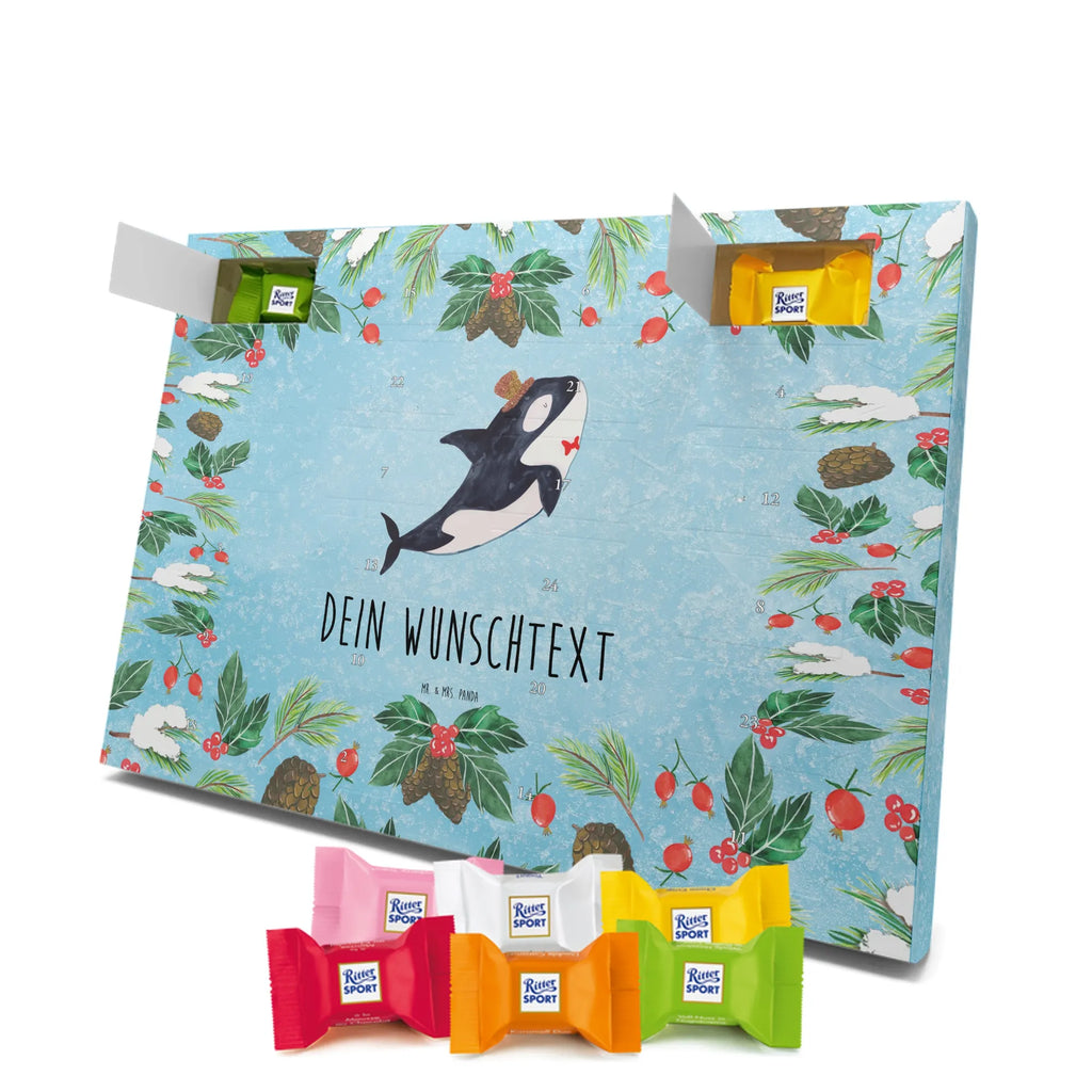 Personalisierter Schoko Adventskalender Orca Zylinder Adventskalender mit Namen, Personalisierter Adventskalender, Urlaub, Meerestiere, Meer, Konfetti, Orca, Fest, Feier, Glitter, Fete, Narwal, Glückwunsch, Glitzer, Geburtstag