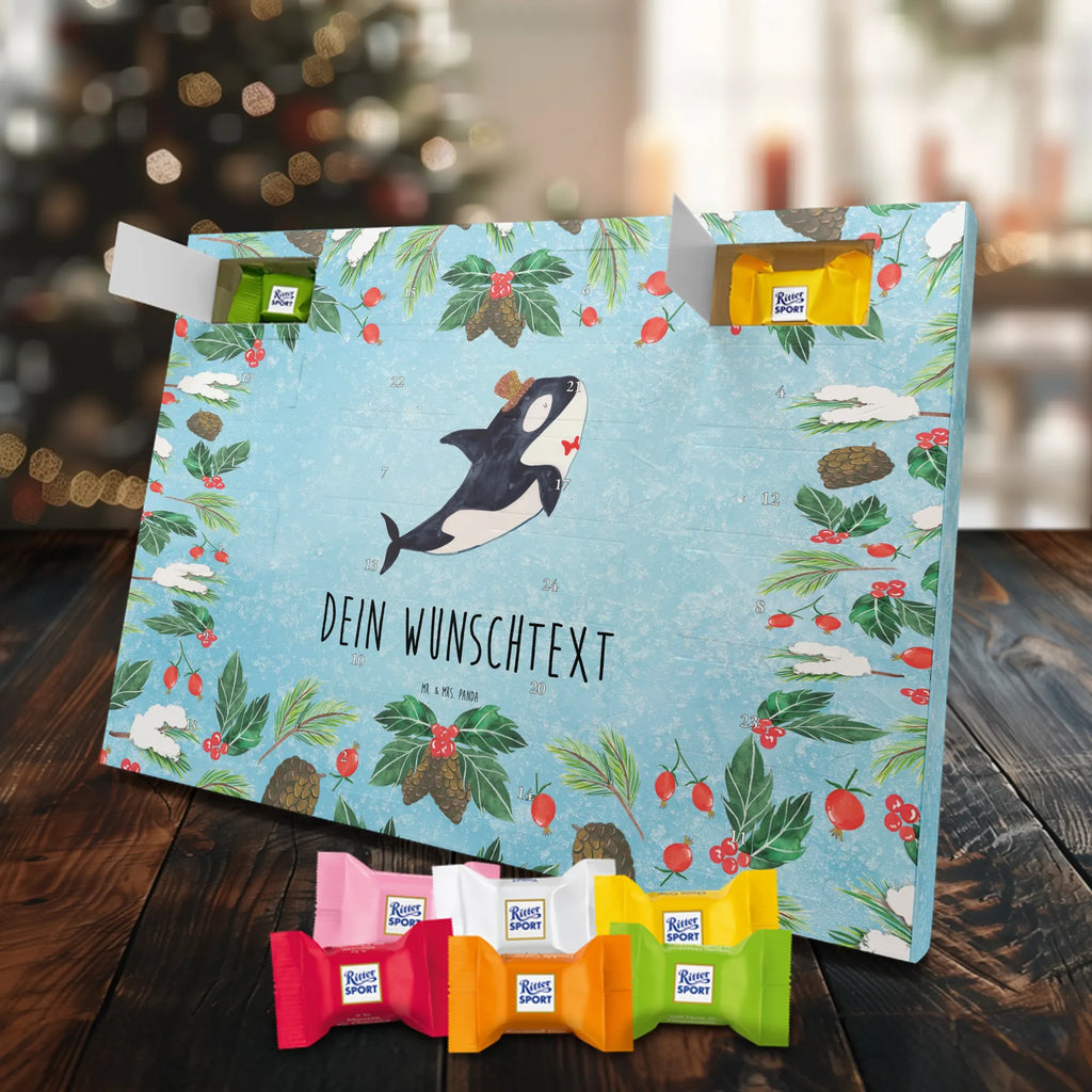 Personalisierter Schoko Adventskalender Orca Zylinder Adventskalender mit Namen, Personalisierter Adventskalender, Urlaub, Meerestiere, Meer, Konfetti, Orca, Fest, Feier, Glitter, Fete, Narwal, Glückwunsch, Glitzer, Geburtstag