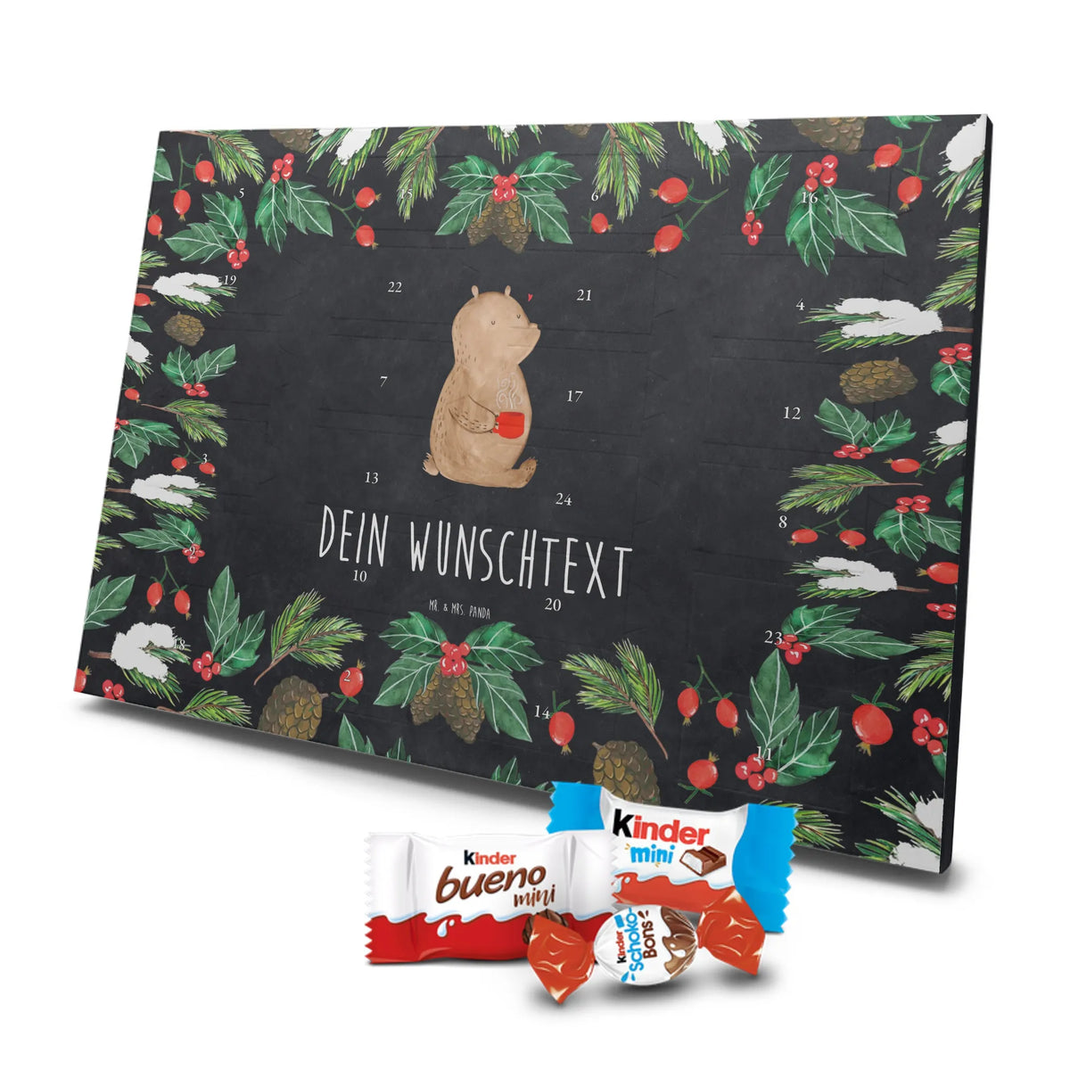 Personalisierter Schoko Adventskalender Bär Kaffee