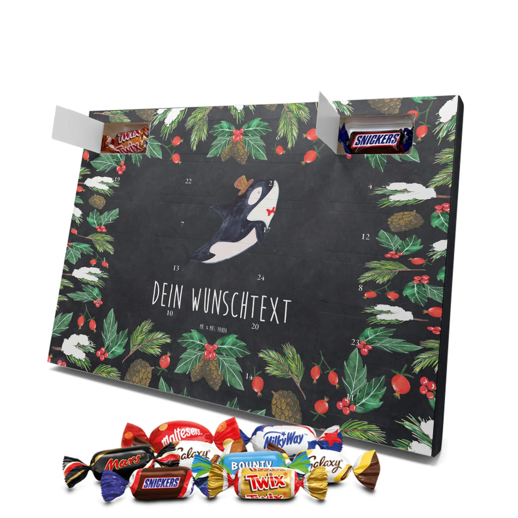 Personalisierter Schoko Adventskalender Orca Zylinder Adventskalender mit Namen, Personalisierter Adventskalender, Urlaub, Meerestiere, Meer, Konfetti, Orca, Fest, Feier, Glitter, Fete, Narwal, Glückwunsch, Glitzer, Geburtstag
