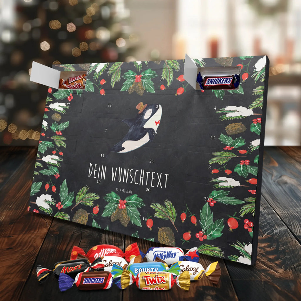 Personalisierter Schoko Adventskalender Orca Zylinder Adventskalender mit Namen, Personalisierter Adventskalender, Urlaub, Meerestiere, Meer, Konfetti, Orca, Fest, Feier, Glitter, Fete, Narwal, Glückwunsch, Glitzer, Geburtstag
