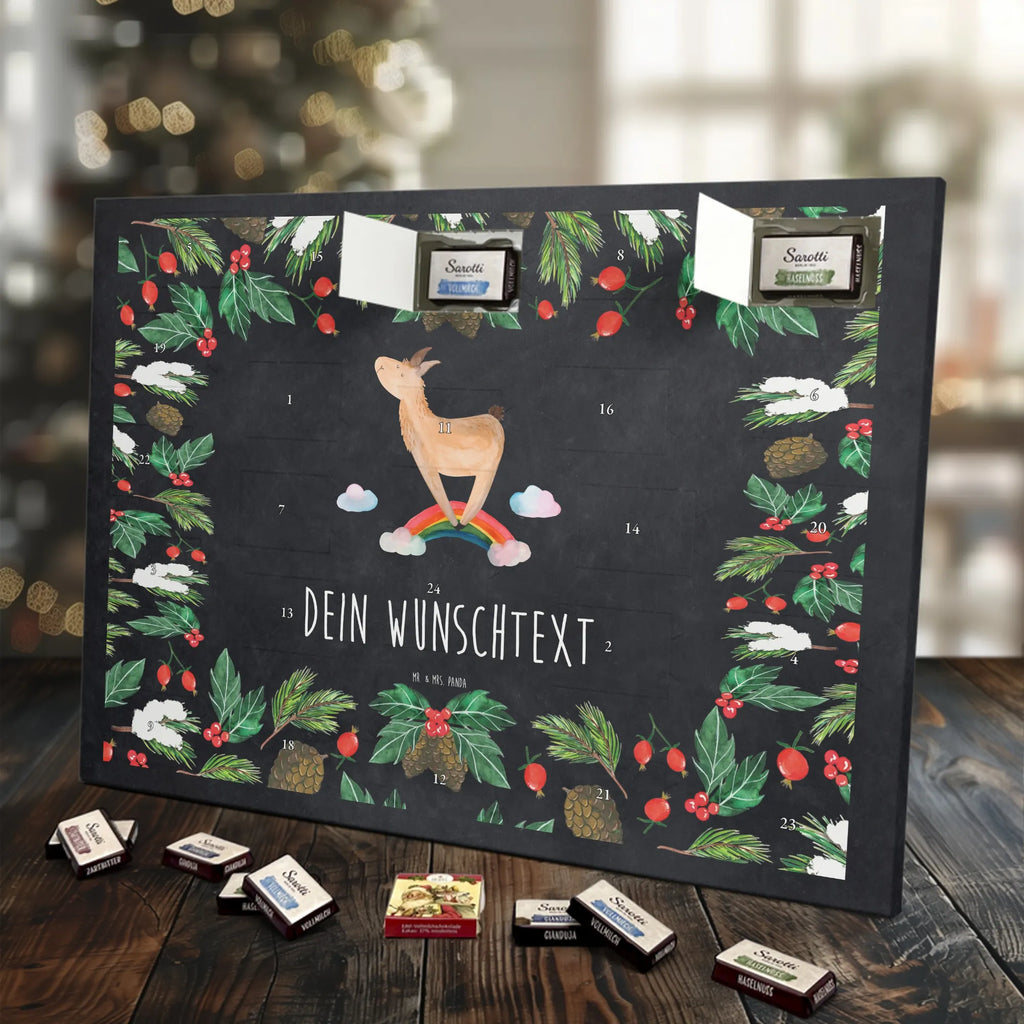 Personalisierter Schoko Adventskalender Lama Regenbogen Adventskalender mit Namen, Personalisierter Adventskalender, Alpaka, Lama, Selbstständig, Lamas, Regenbogen, Hobby, Außenseiter, Haters Gonna Hate, Wolkenland, Schule, Freiheit, Abi, Haters