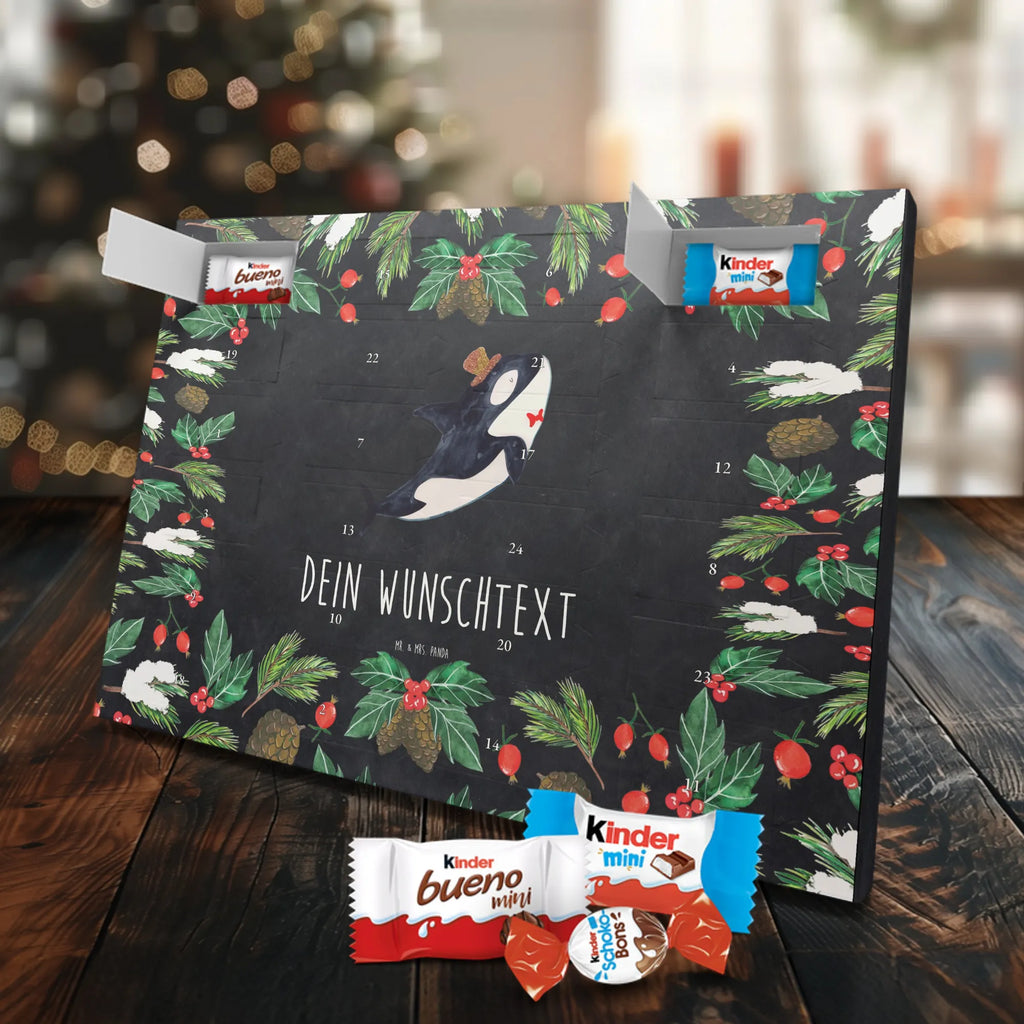 Personalisierter Schoko Adventskalender Orca Zylinder Adventskalender mit Namen, Personalisierter Adventskalender, Urlaub, Meerestiere, Meer, Konfetti, Orca, Fest, Feier, Glitter, Fete, Narwal, Glückwunsch, Glitzer, Geburtstag