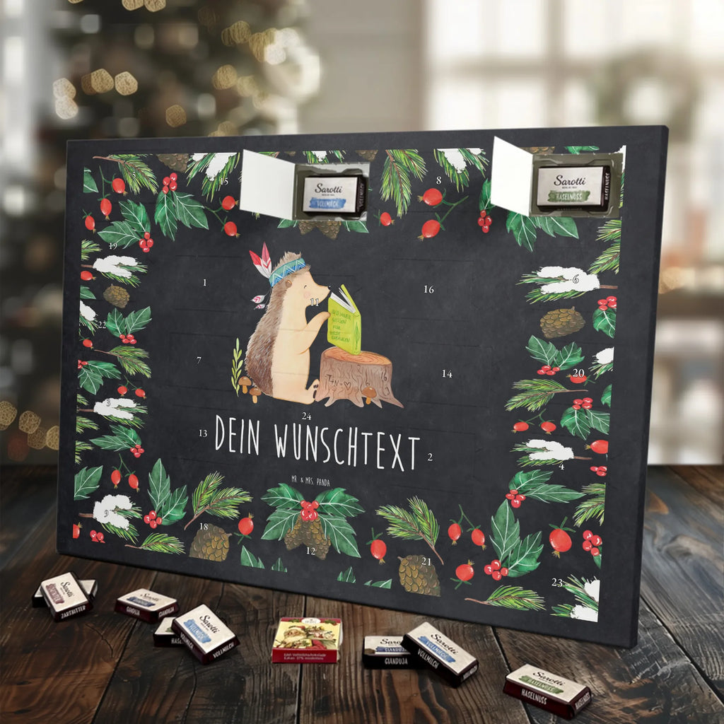 Adventskalender mit Namen Igel Federschmuck Adventskalender mit Namen, Personalisierter Adventskalender, Tiere, Waldtiere, Igel, Indianer, Abenteuer, Lagerfeuer, Camping