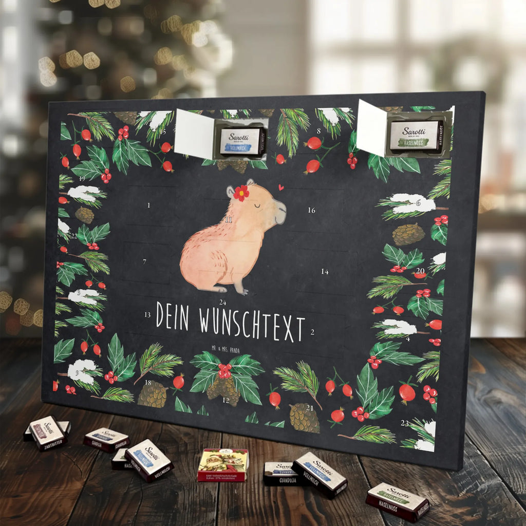 Adventskalender mit Namen Capybara Blume Adventskalender mit Namen, Personalisierter Adventskalender, Tiere, Tiermotive, Lustige Sprüche, Gute Laune, Capybara