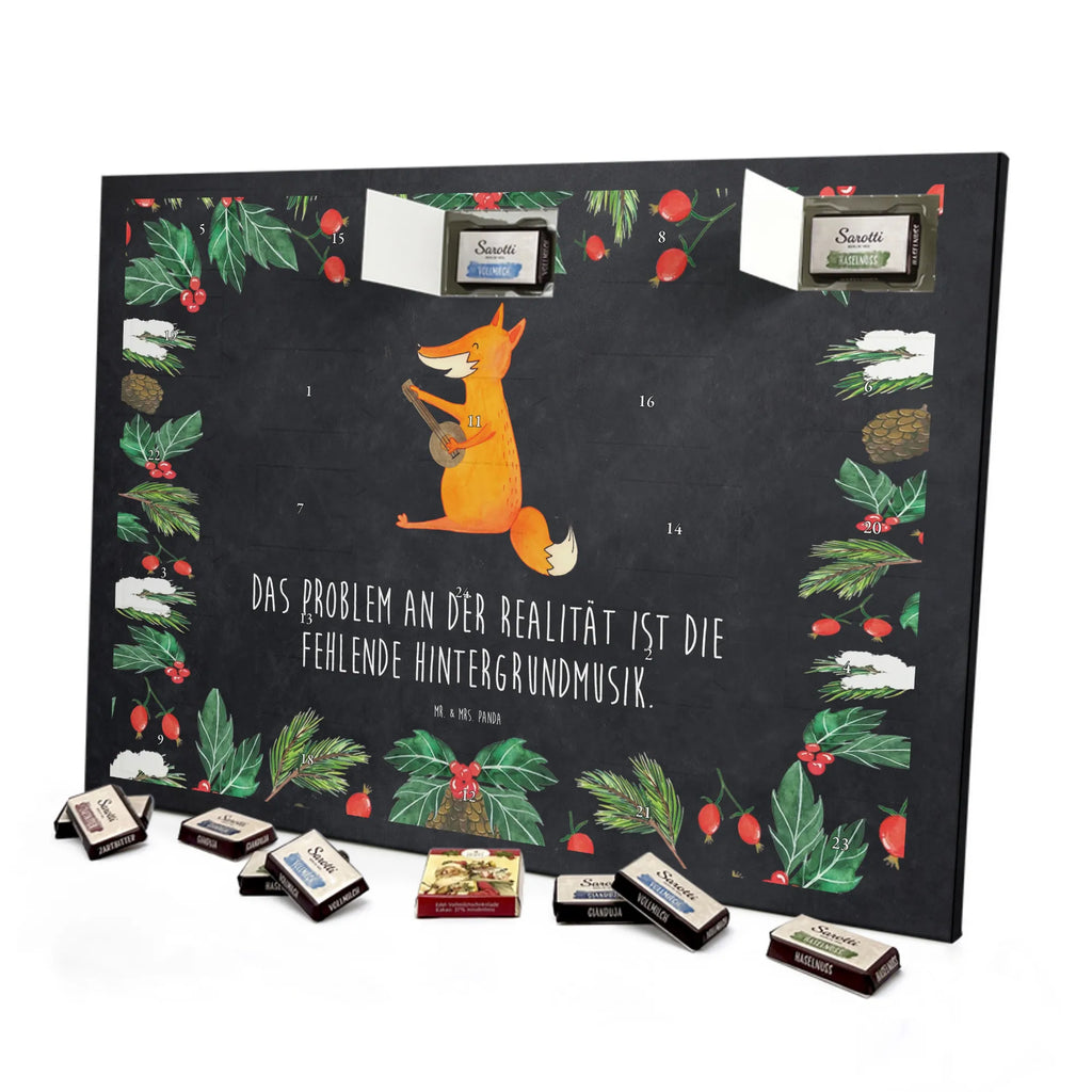 Chocolate advent calendar Fox guitar forest wildlife, clever as a fox, foxes, animal lover, music saying, singer, gift musician, guitar, musician