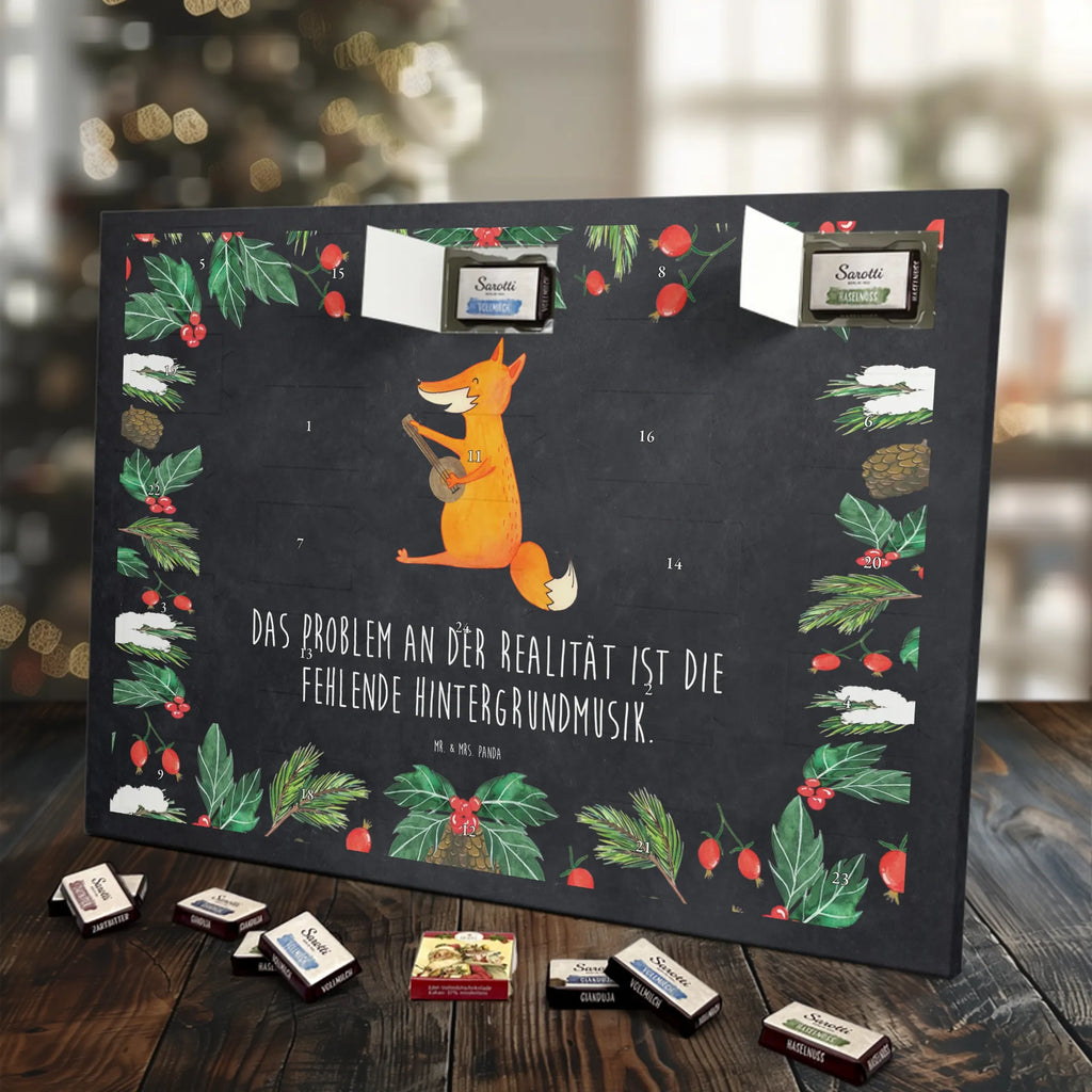Chocolate advent calendar Fox guitar forest wildlife, clever as a fox, foxes, animal lover, music saying, singer, gift musician, guitar, musician