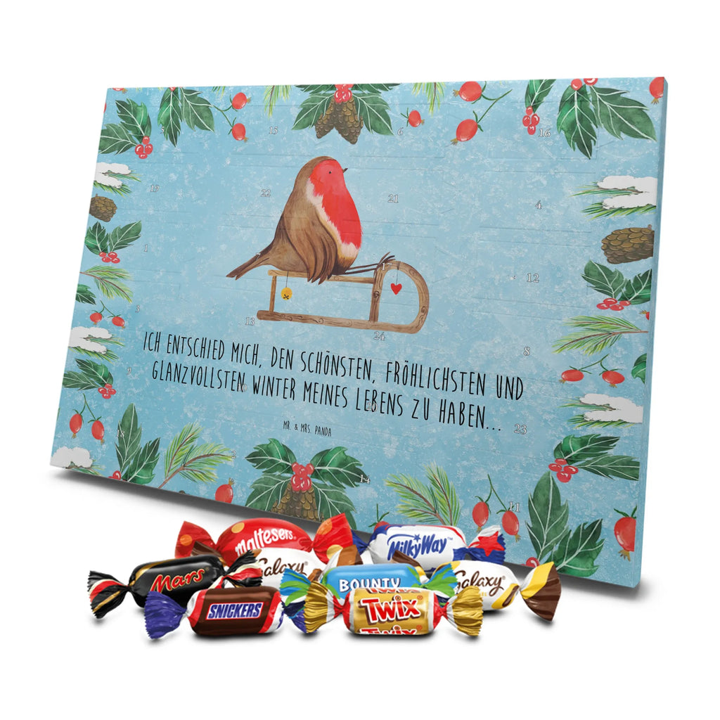 Chocolate advent calendar robin Sleds Christmas time, snow, bird, sleigh