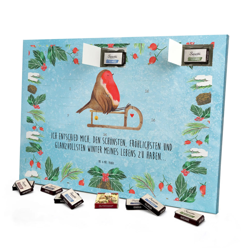 Chocolate advent calendar robin Sleds Christmas time, snow, bird, sleigh