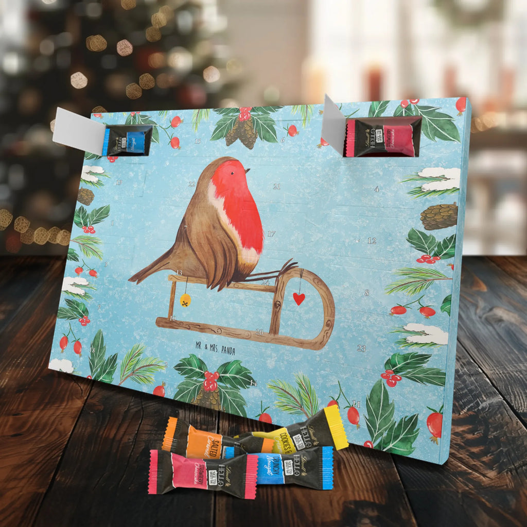 Chocolate advent calendar robin Sleds Christmas time, snow, bird, sleigh