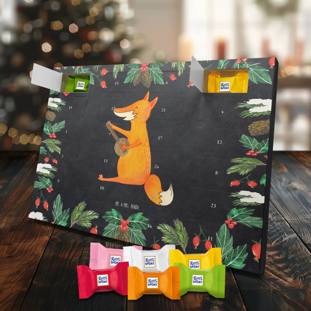Chocolate advent calendar Fox guitar forest wildlife, clever as a fox, foxes, animal lover, music saying, singer, gift musician, guitar, musician