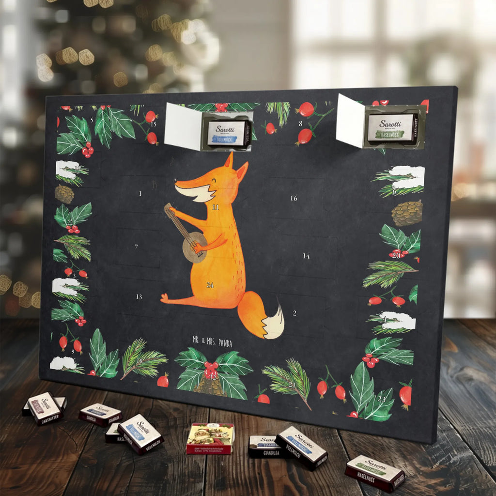 Chocolate advent calendar Fox guitar forest wildlife, clever as a fox, foxes, animal lover, music saying, singer, gift musician, guitar, musician