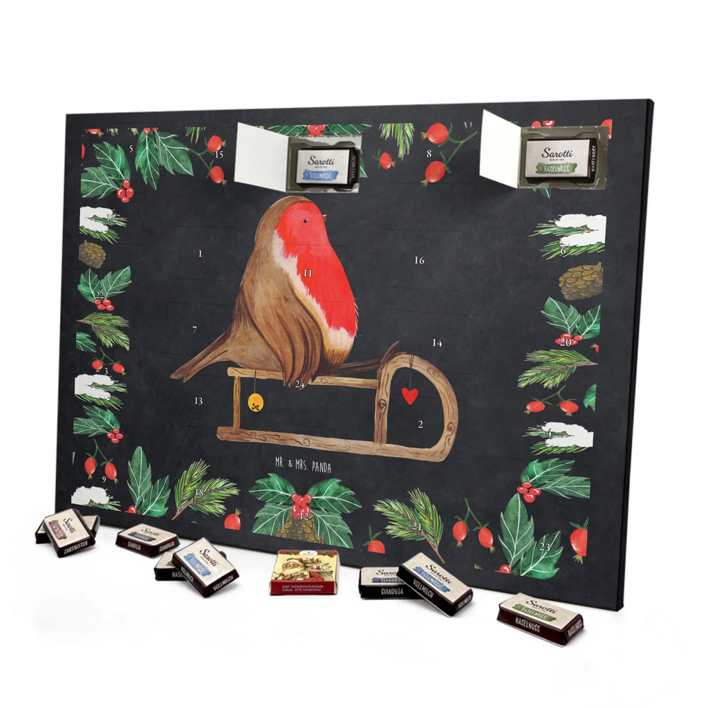 Chocolate advent calendar robin Sleds Christmas time, snow, bird, sleigh