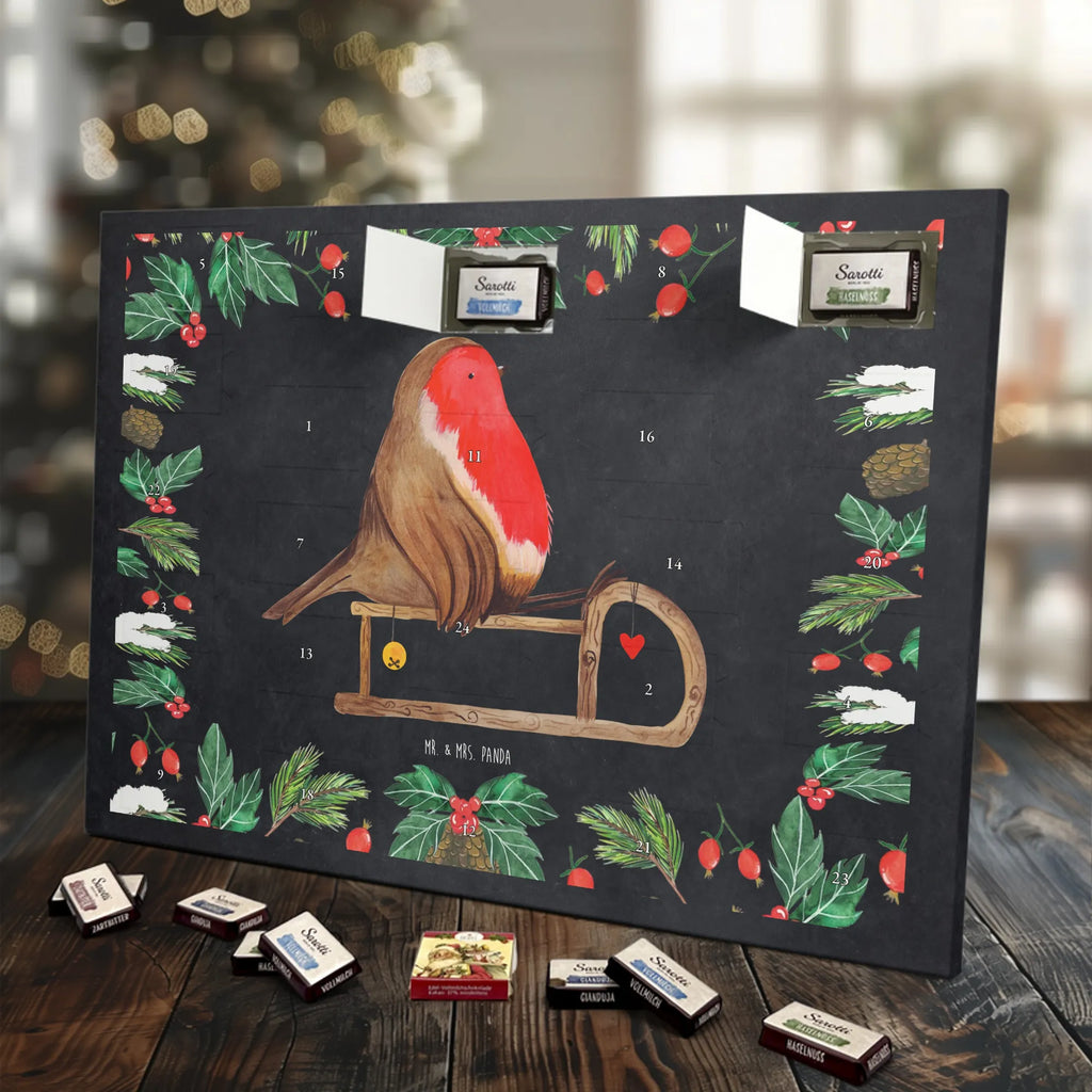 Chocolate advent calendar robin Sleds Christmas time, snow, bird, sleigh