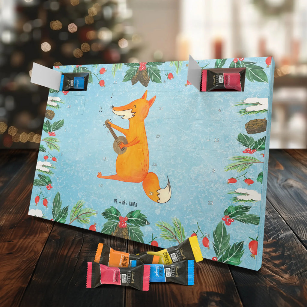 Chocolate advent calendar Fox guitar forest wildlife, clever as a fox, foxes, animal lover, music saying, singer, gift musician, guitar, musician