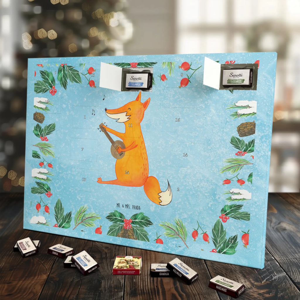 Chocolate advent calendar Fox guitar forest wildlife, clever as a fox, foxes, animal lover, music saying, singer, gift musician, guitar, musician