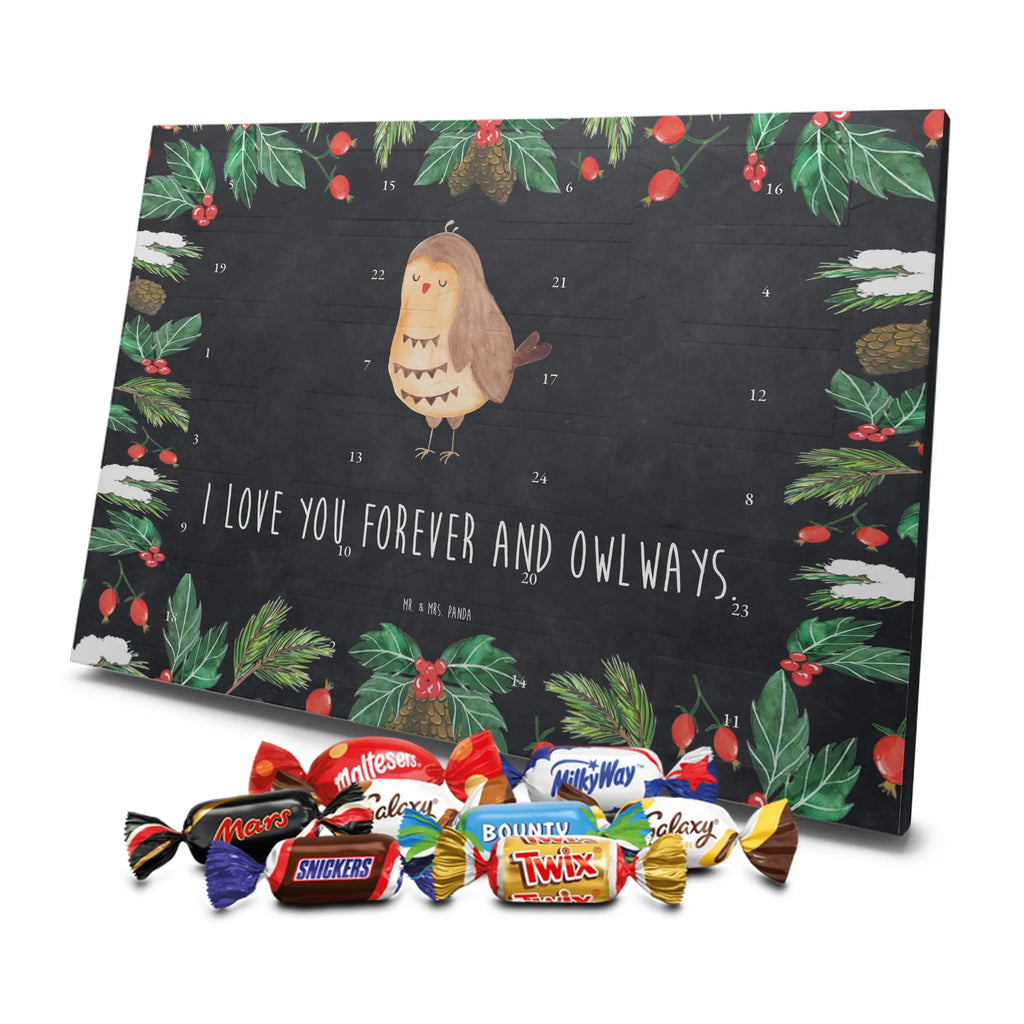 Chocolate advent calendar Owl Satisfied illustrated, nocturnal, romantic gift, gift ideas, birthday present, forest animal, bird, owl decor, Owl saying, Pun funny, Saying beautiful, Romantic, Owl deco, Wedding anniversary gift, Love saying