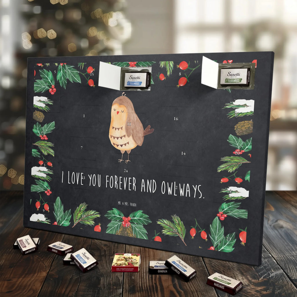 Chocolate advent calendar Owl Satisfied illustrated, nocturnal, romantic gift, gift ideas, birthday present, forest animal, bird, owl decor, Owl saying, Pun funny, Saying beautiful, Romantic, Owl deco, Wedding anniversary gift, Love saying
