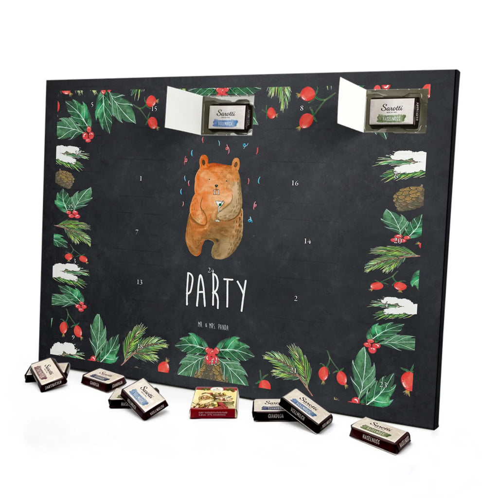 Chocolate advent calendar bear party cuddly toy, teddy bear, Bring a present, Partying, Good mood, Birthday present, Celebrate, Present, Birthday