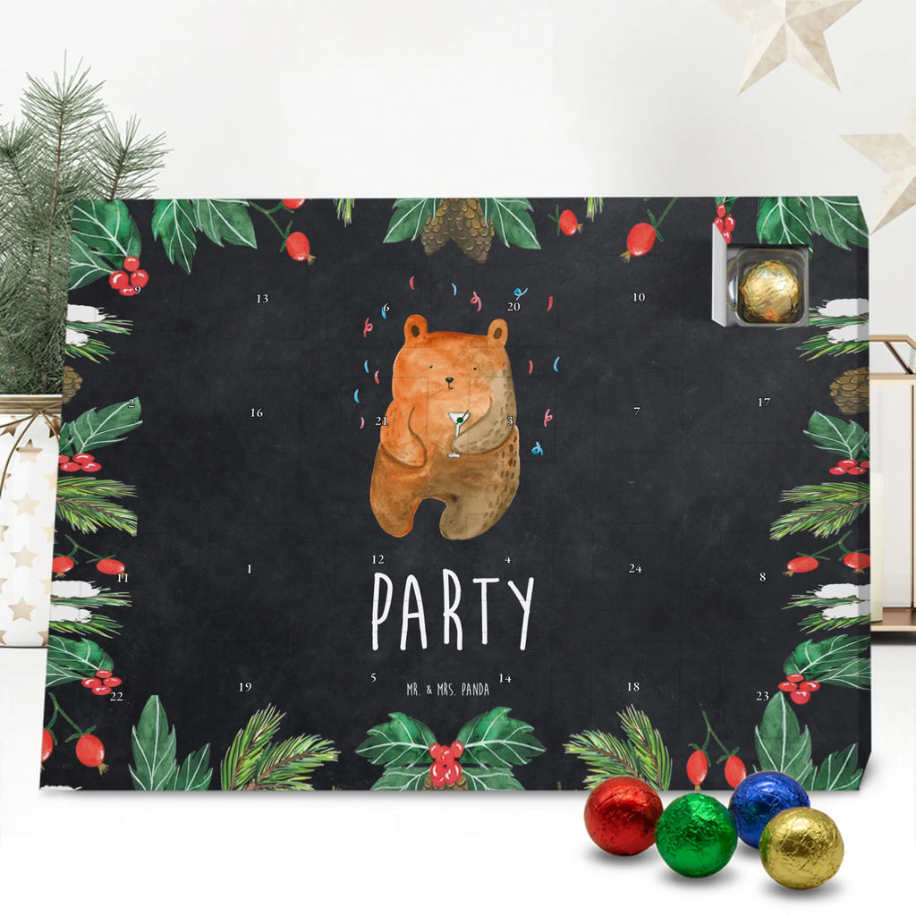Chocolate advent calendar bear party cuddly toy, teddy bear, Bring a present, Partying, Good mood, Birthday present, Celebrate, Present, Birthday
