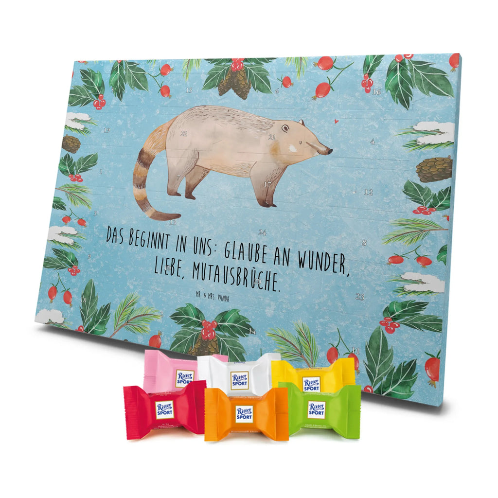 Chocolate advent calendar Coati gift ideas, gifts, small animals, good mood, cute, funny sayings, cute animal motives, hand drawn, special gifts, card, animal lover, Nose bear, trunk bear