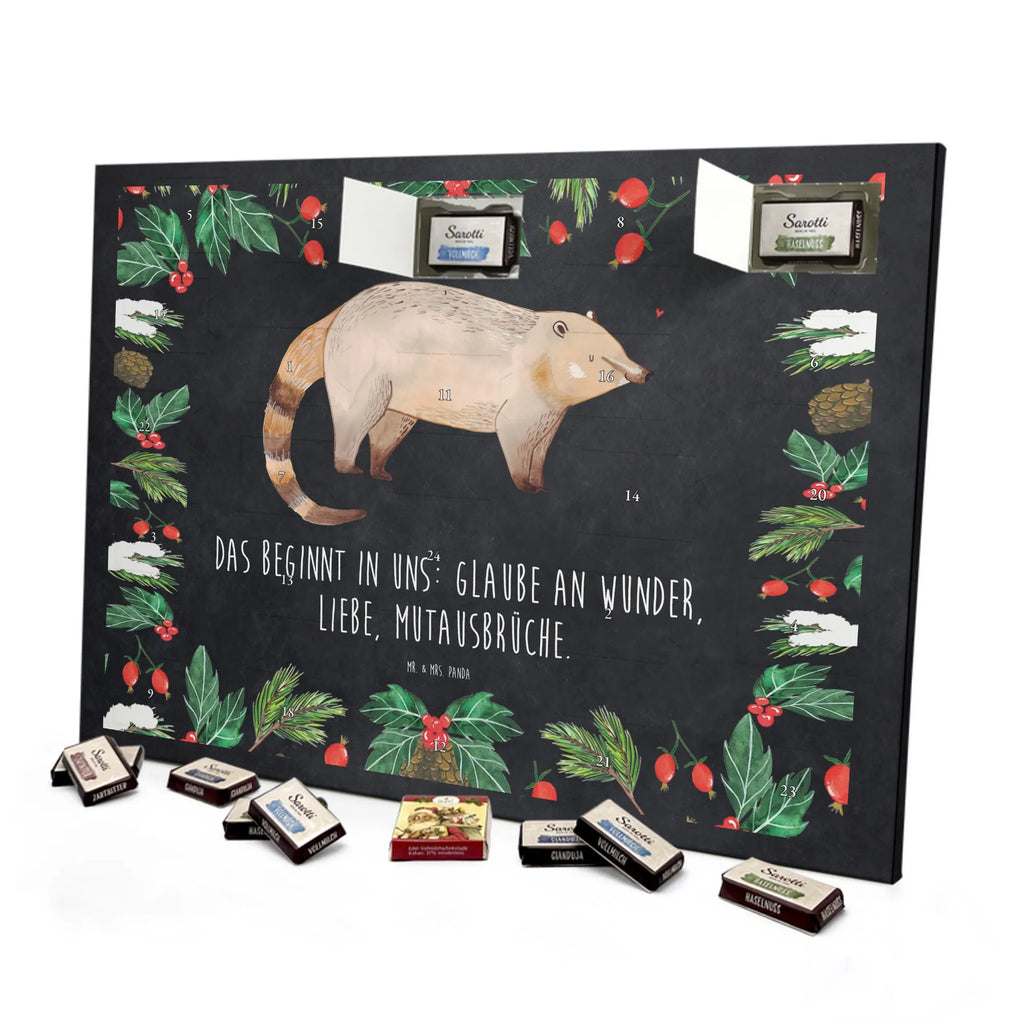 Chocolate advent calendar Coati gift ideas, gifts, small animals, good mood, cute, funny sayings, cute animal motives, hand drawn, special gifts, card, animal lover, Nose bear, trunk bear