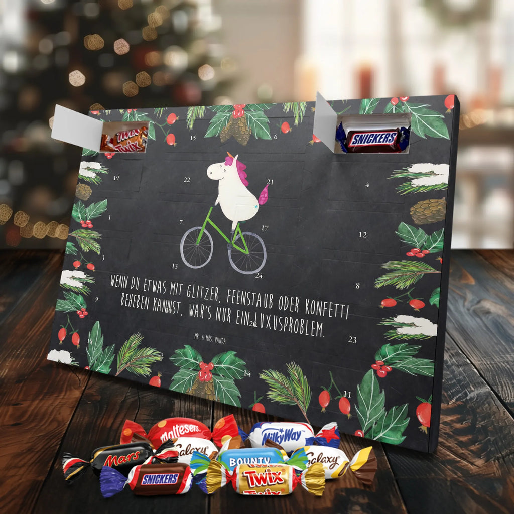 Chocolate advent calendar unicorn cyclist wheel, luxury problem, love affliction, confetti, fairy dust, cycling, cyclist gift, present, grief