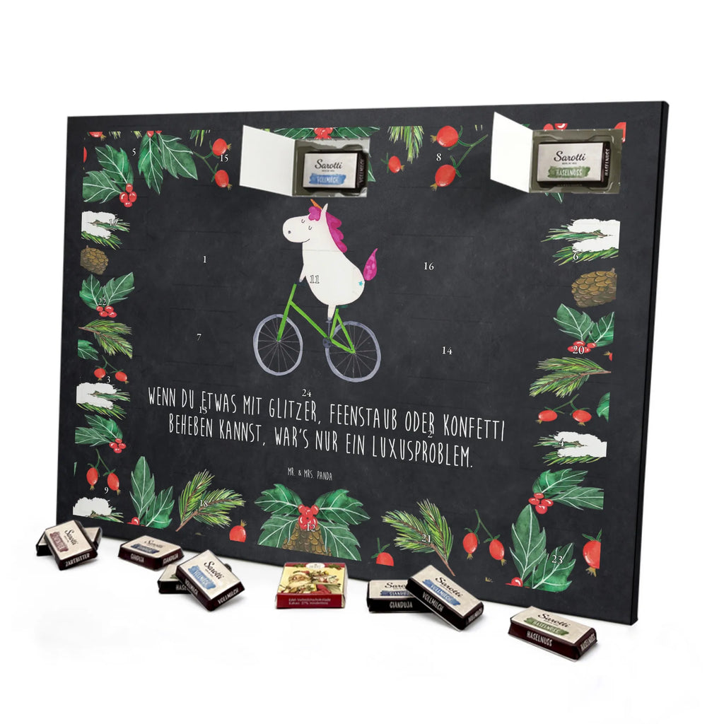 Chocolate advent calendar unicorn cyclist wheel, luxury problem, love affliction, confetti, fairy dust, cycling, cyclist gift, present, grief