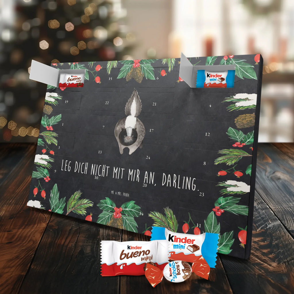 Chocolate advent calendar skunk attack angry, wild animal, predator, stinky, threatening