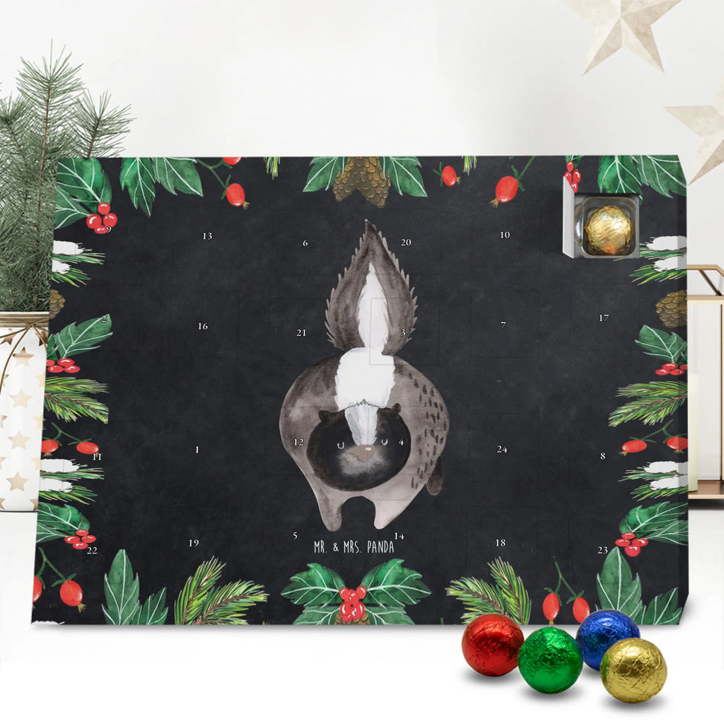 Chocolate advent calendar skunk attack angry, wild animal, predator, stinky, threatening
