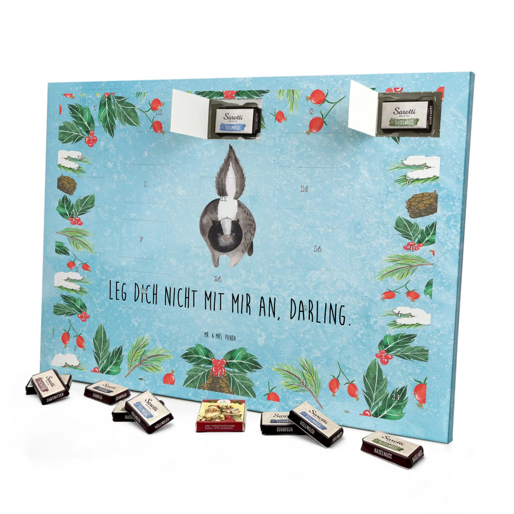 Chocolate advent calendar skunk attack angry, wild animal, predator, stinky, threatening