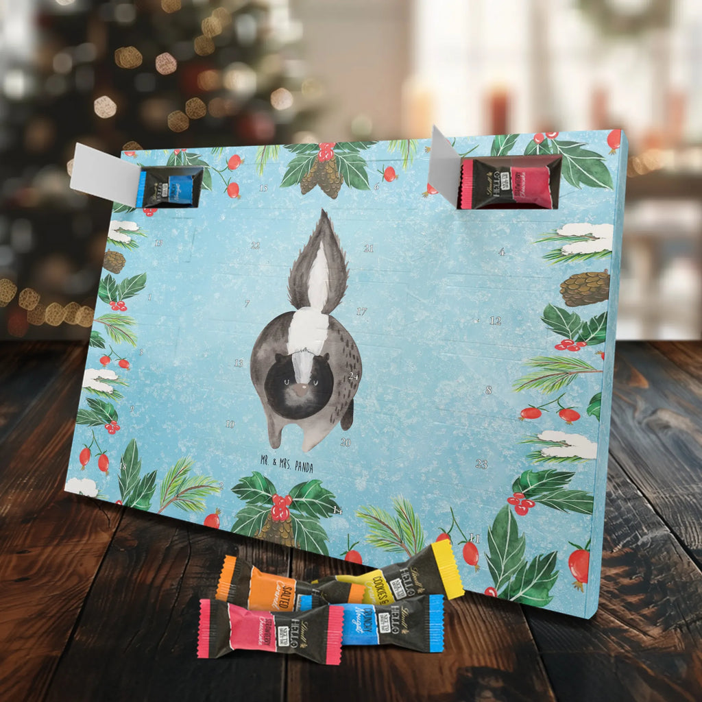 Chocolate advent calendar skunk attack angry, wild animal, predator, stinky, threatening