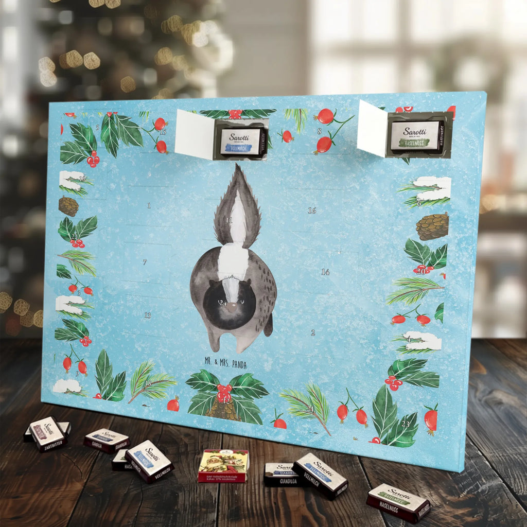 Chocolate advent calendar skunk attack angry, wild animal, predator, stinky, threatening