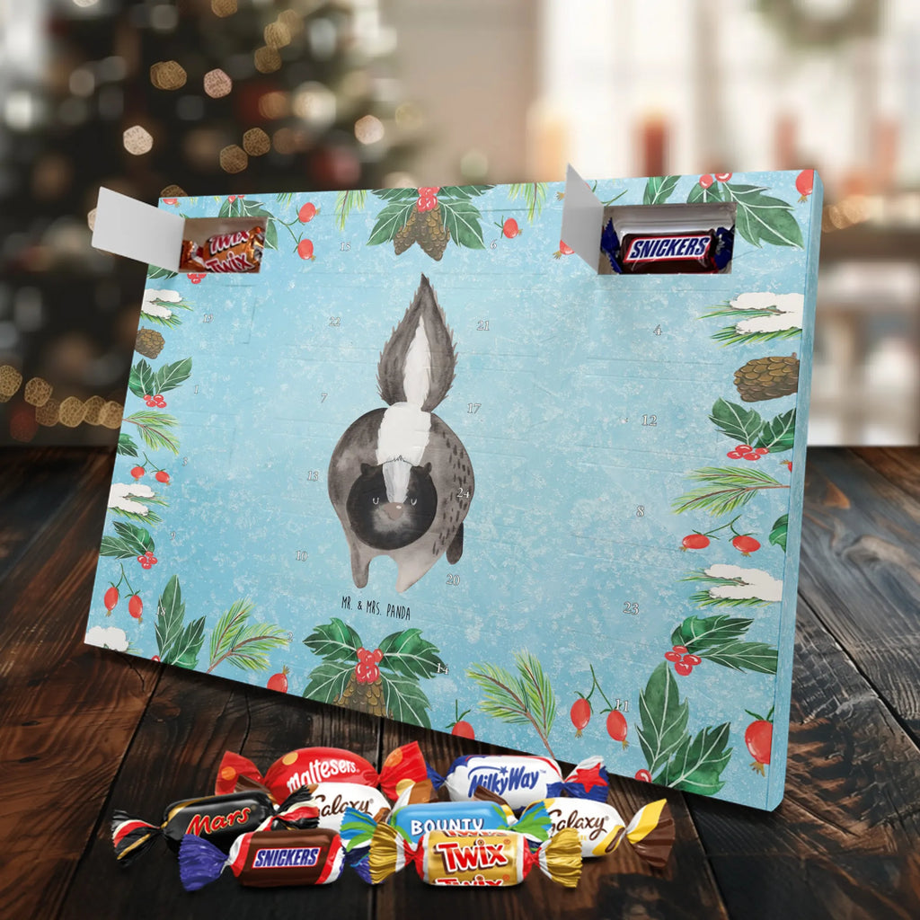Chocolate advent calendar skunk attack angry, wild animal, predator, stinky, threatening