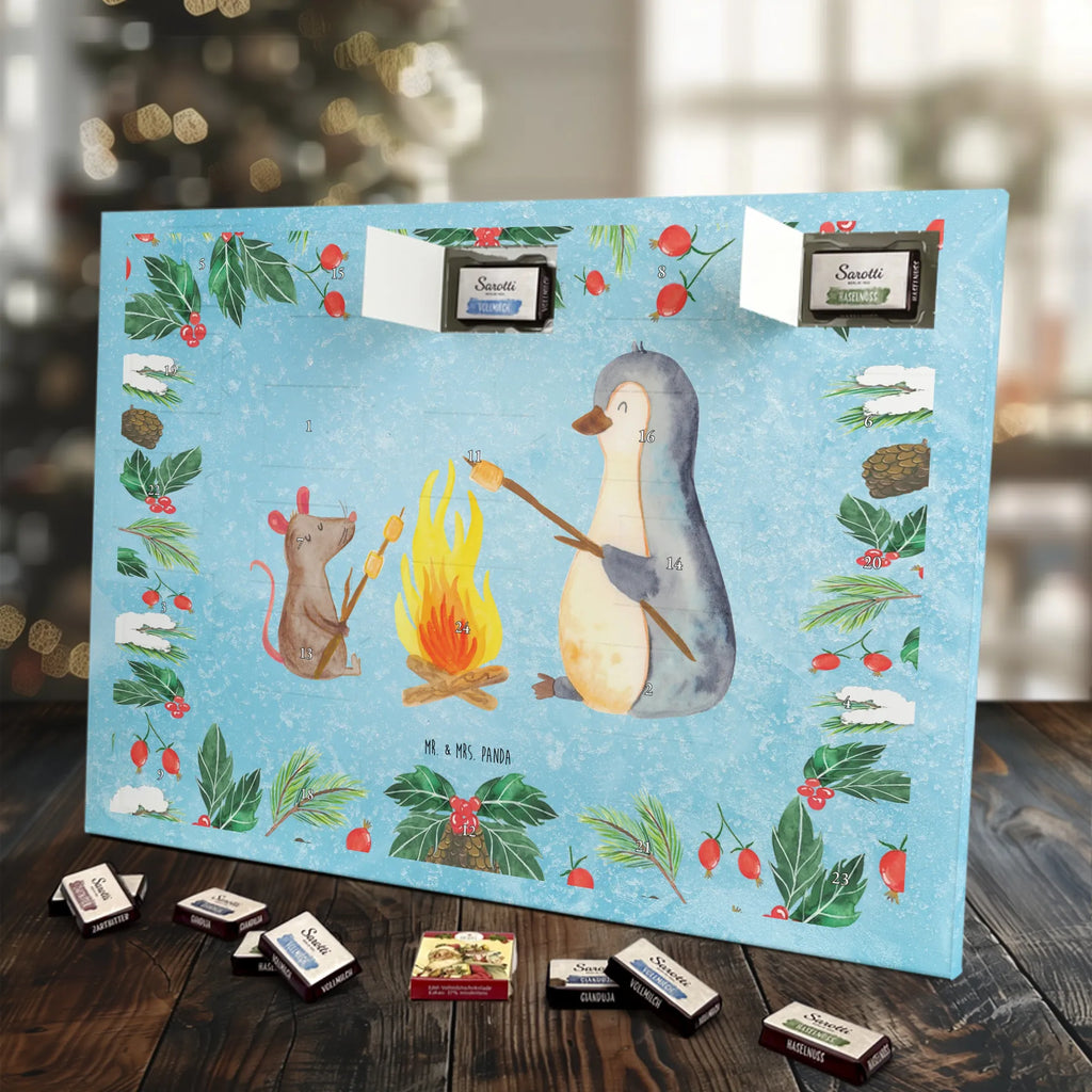 Chocolate advent calendar Penguin campfire North Pole, Penguins, mouse, penguins, everyday office life, new start, life motto, fire, work, campfire, life motivation