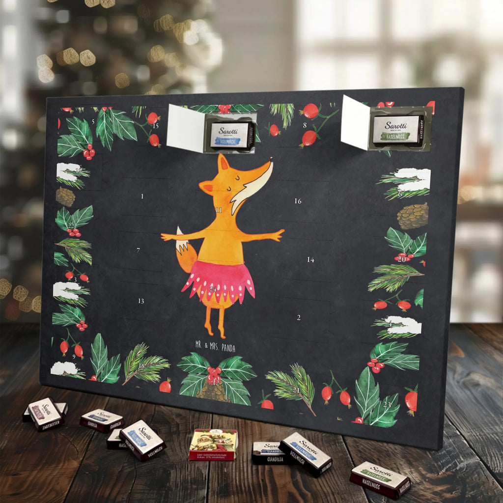 Chocolate advent calendar Fox ballerina forest wildlife, clever as a fox, foxes, animal lover, dancer, fox saying, invitation, dancing, birthday, ballet, vixen