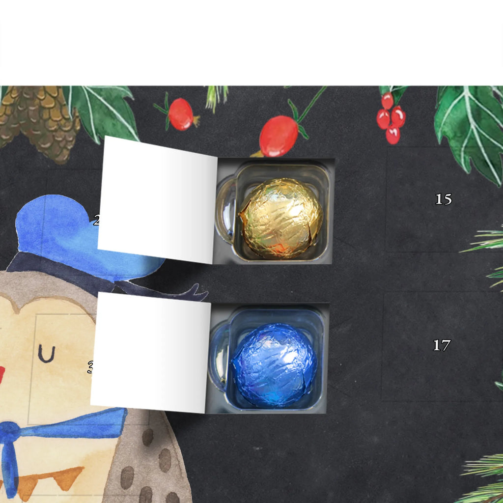 Chocolate advent calendar Owl sailor illustrated, nocturnal, romantic gift, gift ideas, birthday present, forest animal, bird, owl decor, Owl saying, Pun funny, Girlfriend, Marriage, Home port, Mariner, Wedding anniversary gift, Sailor, Owl decoration