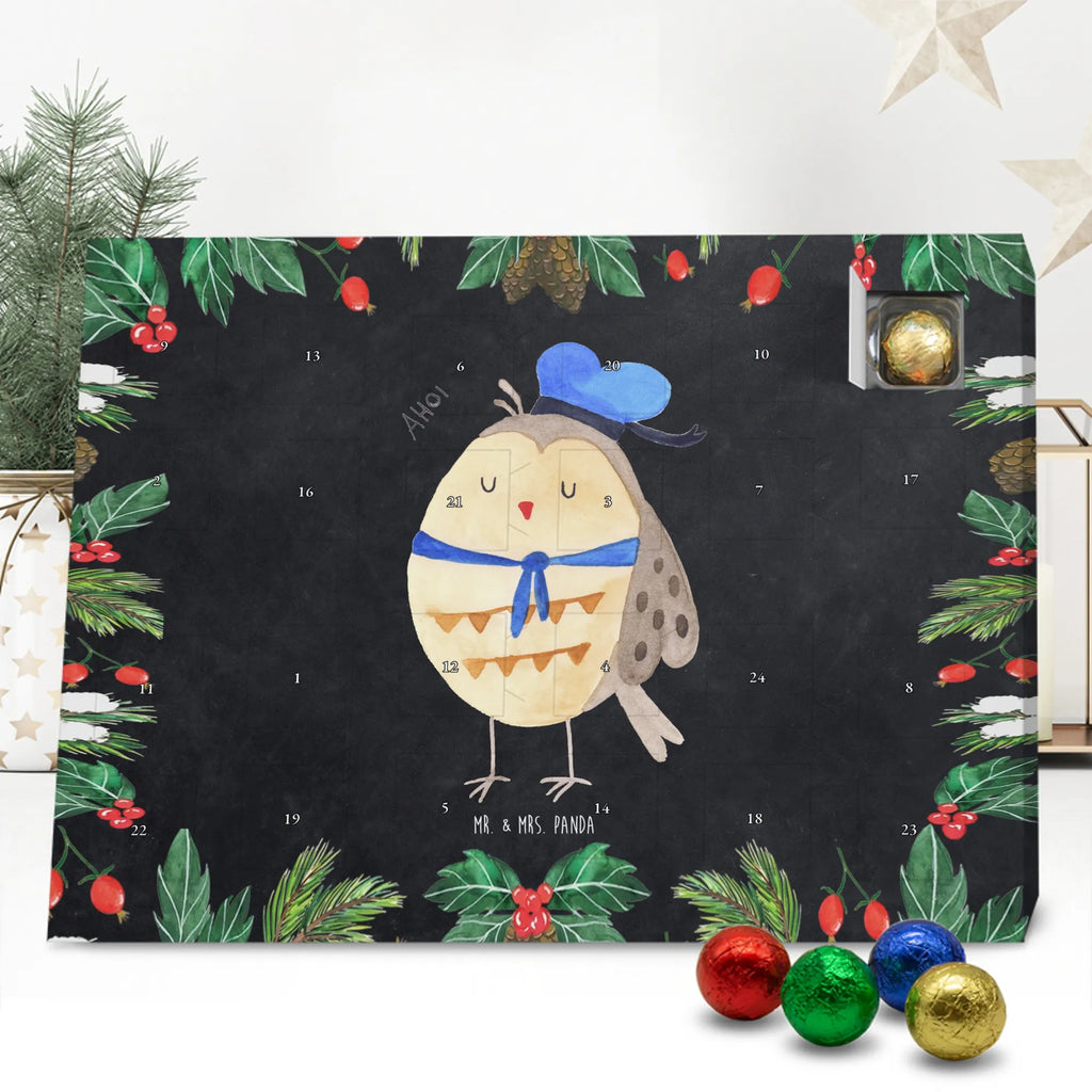 Chocolate advent calendar Owl sailor illustrated, nocturnal, romantic gift, gift ideas, birthday present, forest animal, bird, owl decor, Owl saying, Pun funny, Girlfriend, Marriage, Home port, Mariner, Wedding anniversary gift, Sailor, Owl decoration