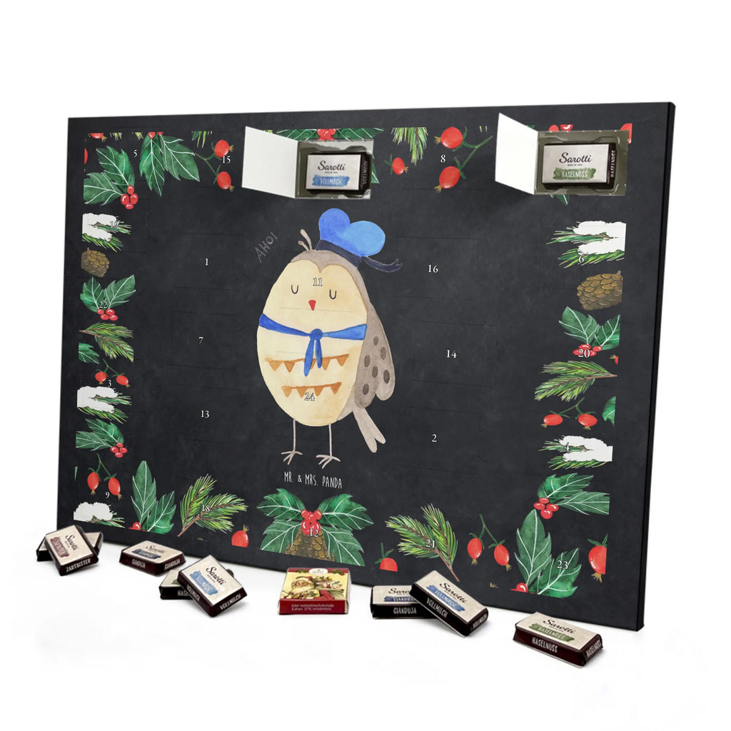 Chocolate advent calendar Owl sailor illustrated, nocturnal, romantic gift, gift ideas, birthday present, forest animal, bird, owl decor, Owl saying, Pun funny, Girlfriend, Marriage, Home port, Mariner, Wedding anniversary gift, Sailor, Owl decoration