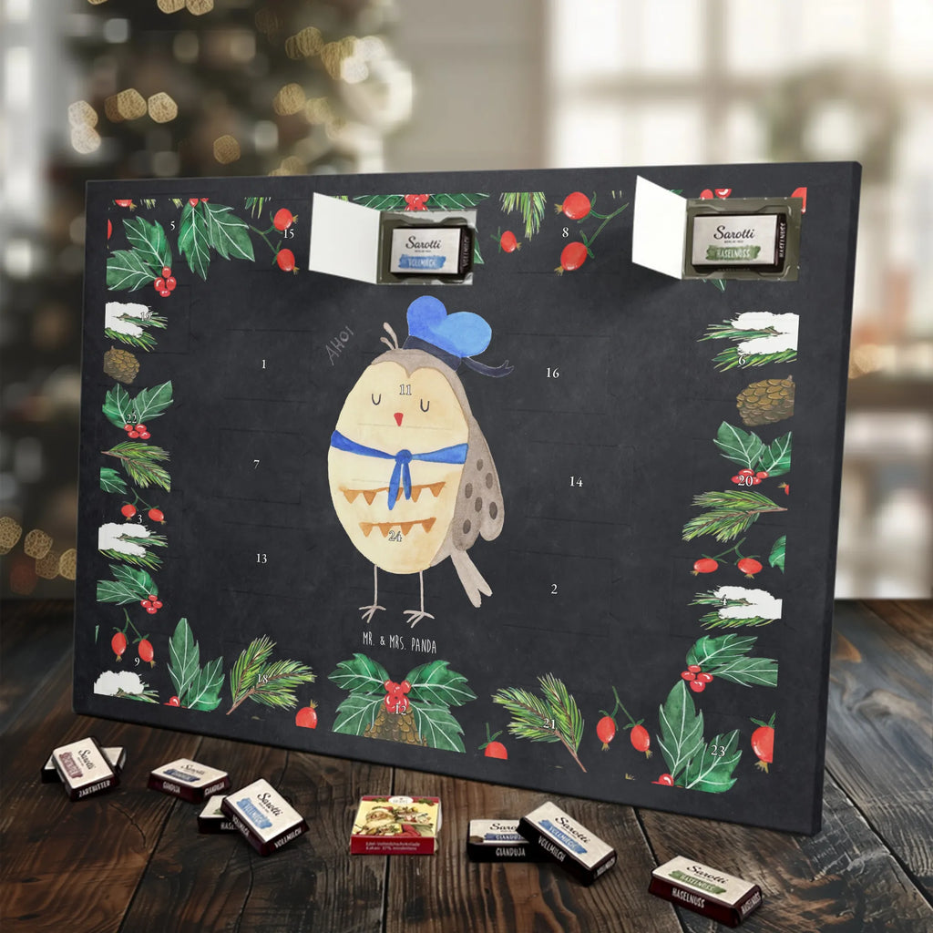 Chocolate advent calendar Owl sailor illustrated, nocturnal, romantic gift, gift ideas, birthday present, forest animal, bird, owl decor, Owl saying, Pun funny, Girlfriend, Marriage, Home port, Mariner, Wedding anniversary gift, Sailor, Owl decoration