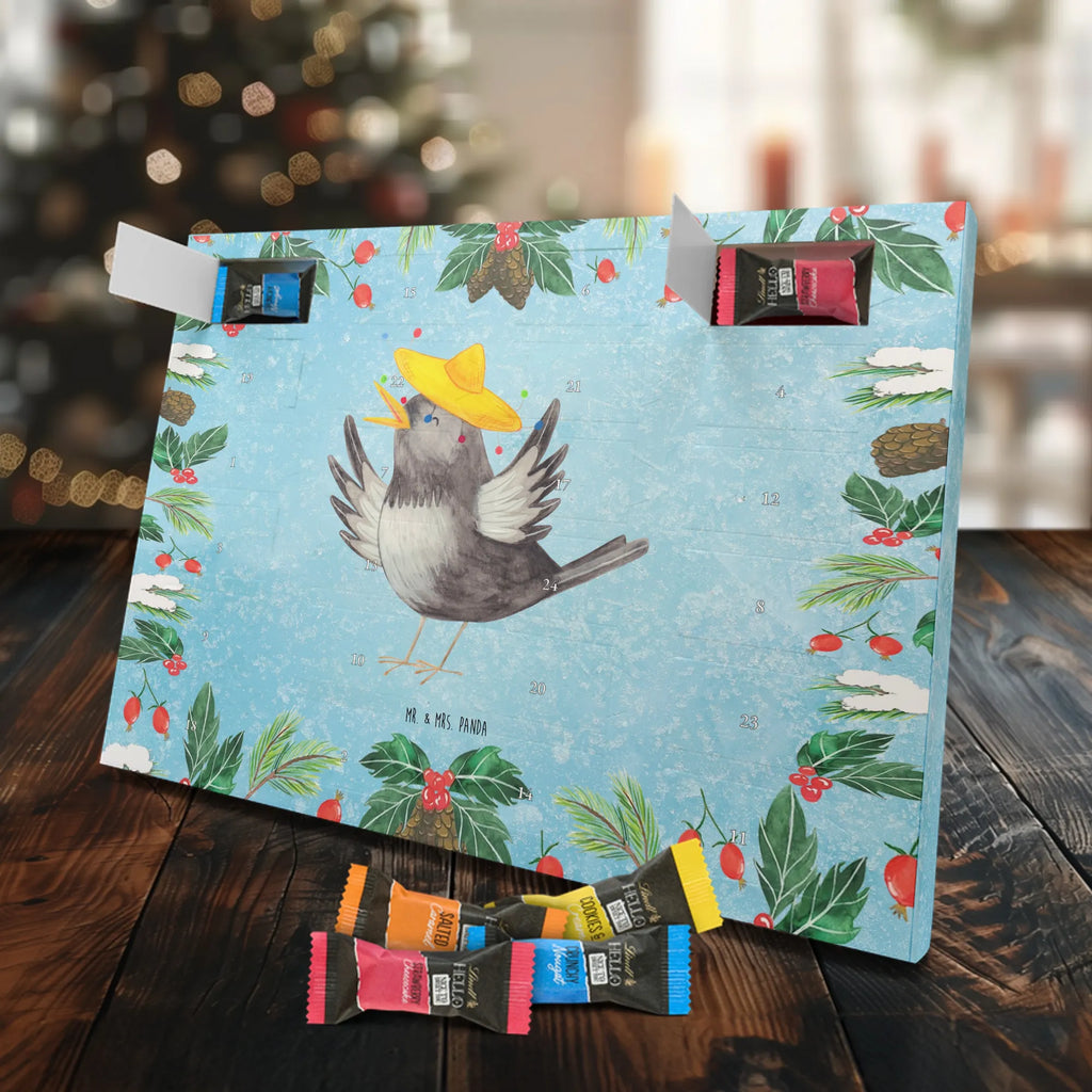 Chocolate advent calendar Crow sombrero gift ideas, gifts, small animals, good mood, cute, funny sayings, cute animal motives, hand drawn, special gifts, card, animal lover, Saying positive, Raven, Birds, Bird, Be happy, Magpie, Happiness Saying
