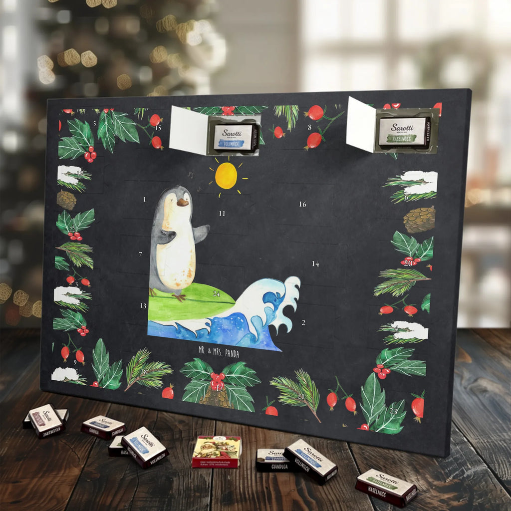 Chocolate advent calendar Penguin surfer North Pole, Penguins, waves, surfing, wave riding, holidays, penguins, surfers