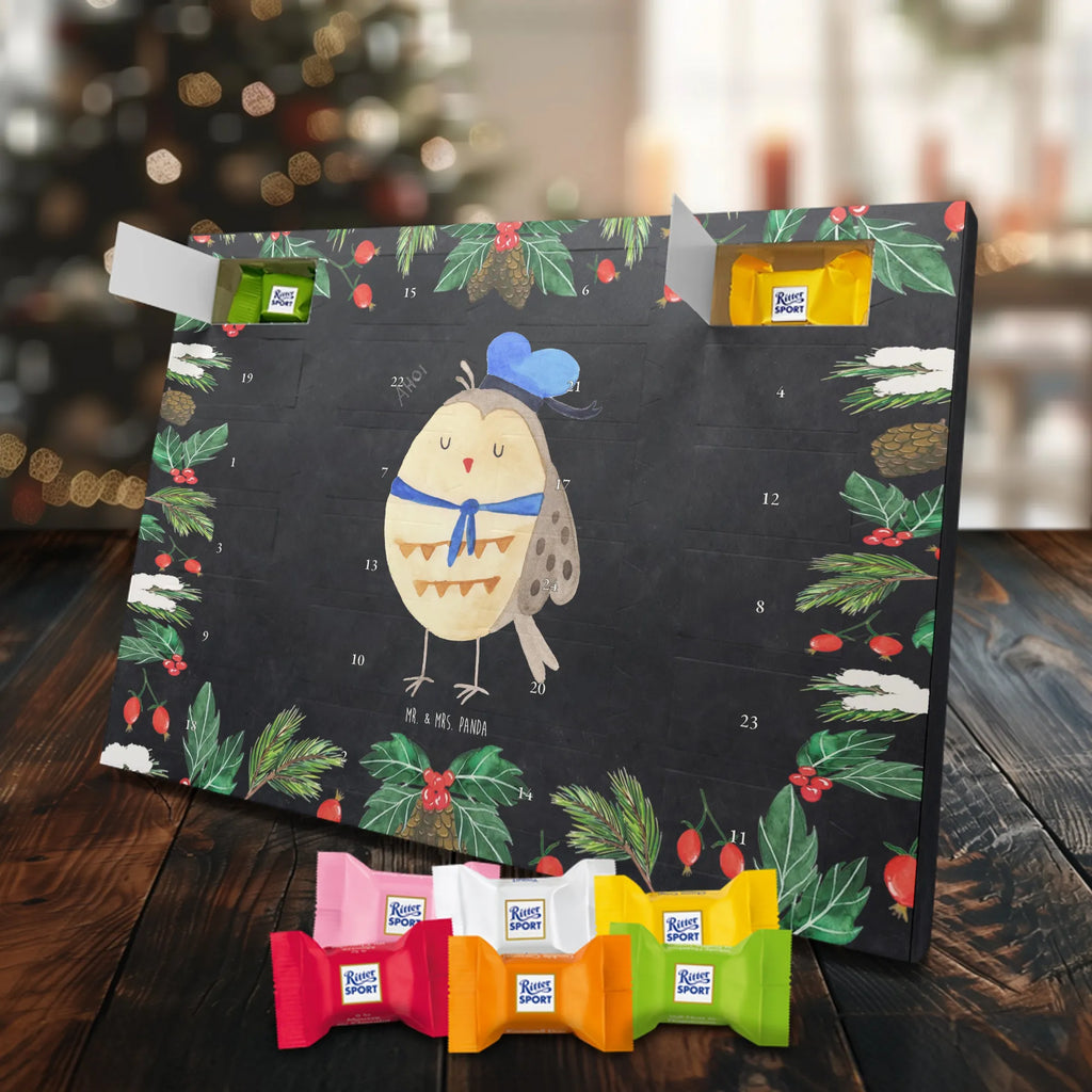Chocolate advent calendar Owl sailor illustrated, nocturnal, romantic gift, gift ideas, birthday present, forest animal, bird, owl decor, Owl saying, Pun funny, Girlfriend, Marriage, Home port, Mariner, Wedding anniversary gift, Sailor, Owl decoration