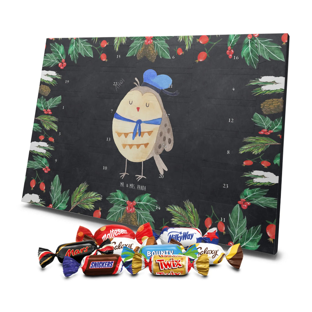 Chocolate advent calendar Owl sailor illustrated, nocturnal, romantic gift, gift ideas, birthday present, forest animal, bird, owl decor, Owl saying, Pun funny, Girlfriend, Marriage, Home port, Mariner, Wedding anniversary gift, Sailor, Owl decoration