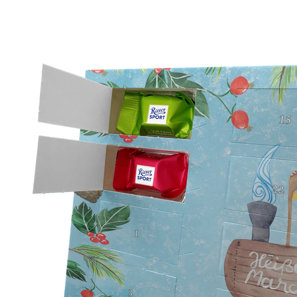 Chocolate advent calendar hedgehog Chestnuts Christmas time, snow